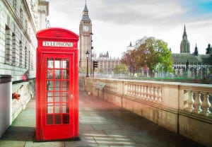 Big ben and red phone cabine in London