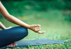 Yoga detail, lotus position mudra